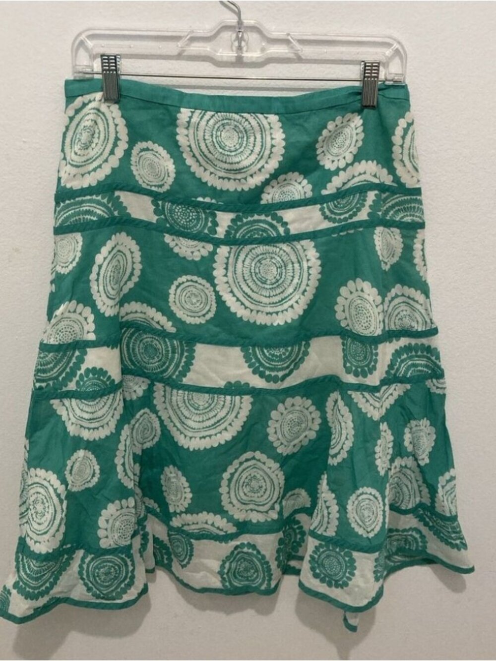 White floral geometric a-line skirt 8